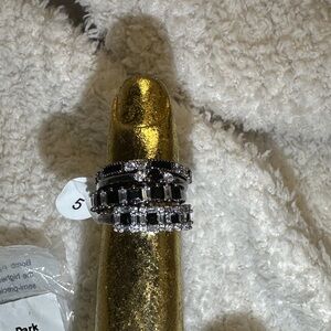 Elegant Black and Silver Women's Ring Set